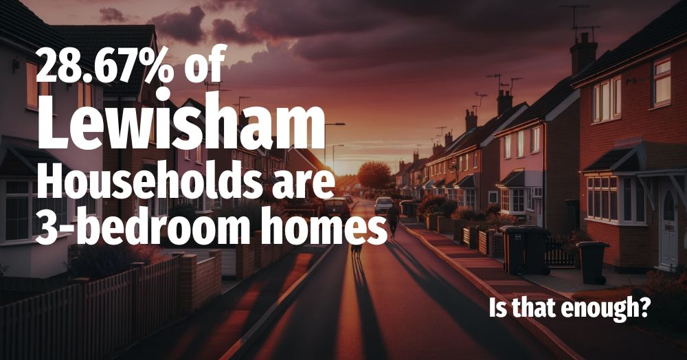 28.67% of Lewisham households are 3-bedroom homes.