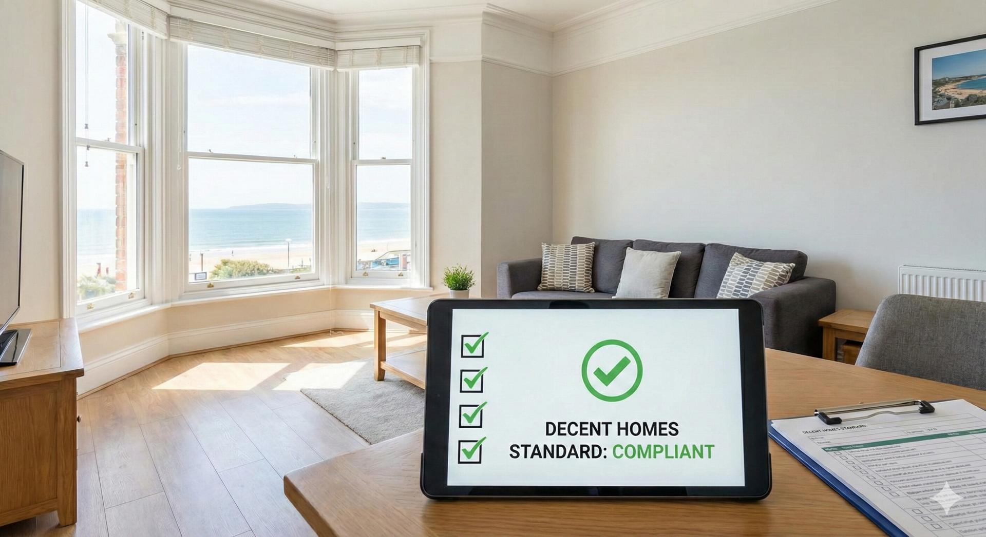 Property interior with a compliance checklist
