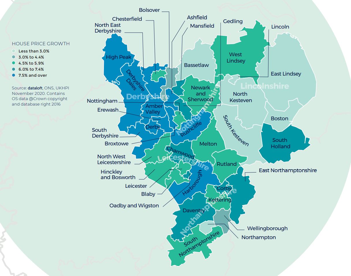 East Midlands regional property market report house price growth