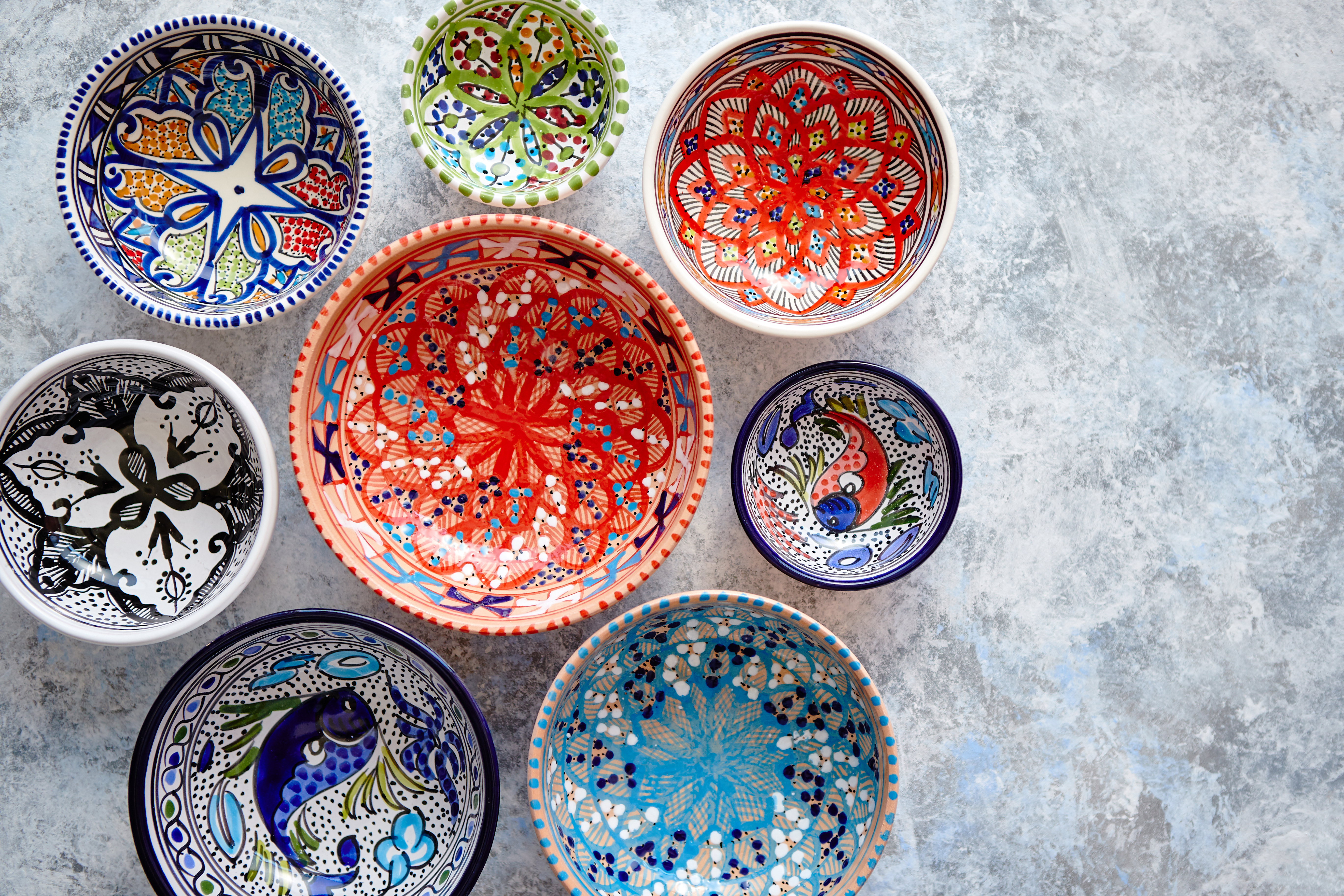 colourful painted beautiful moroccan bowls 