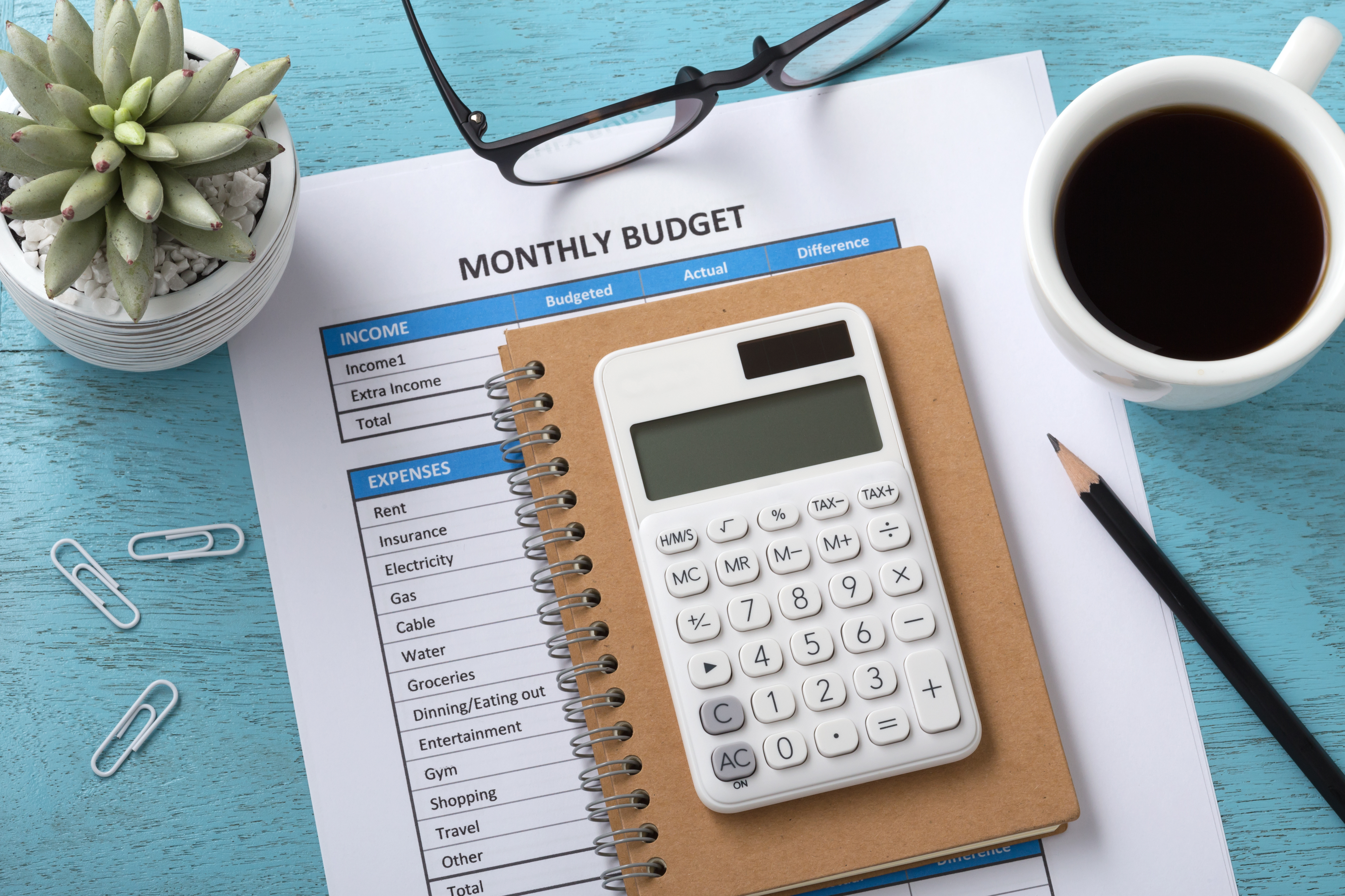 monthly budget plan utility bills coffee organisation