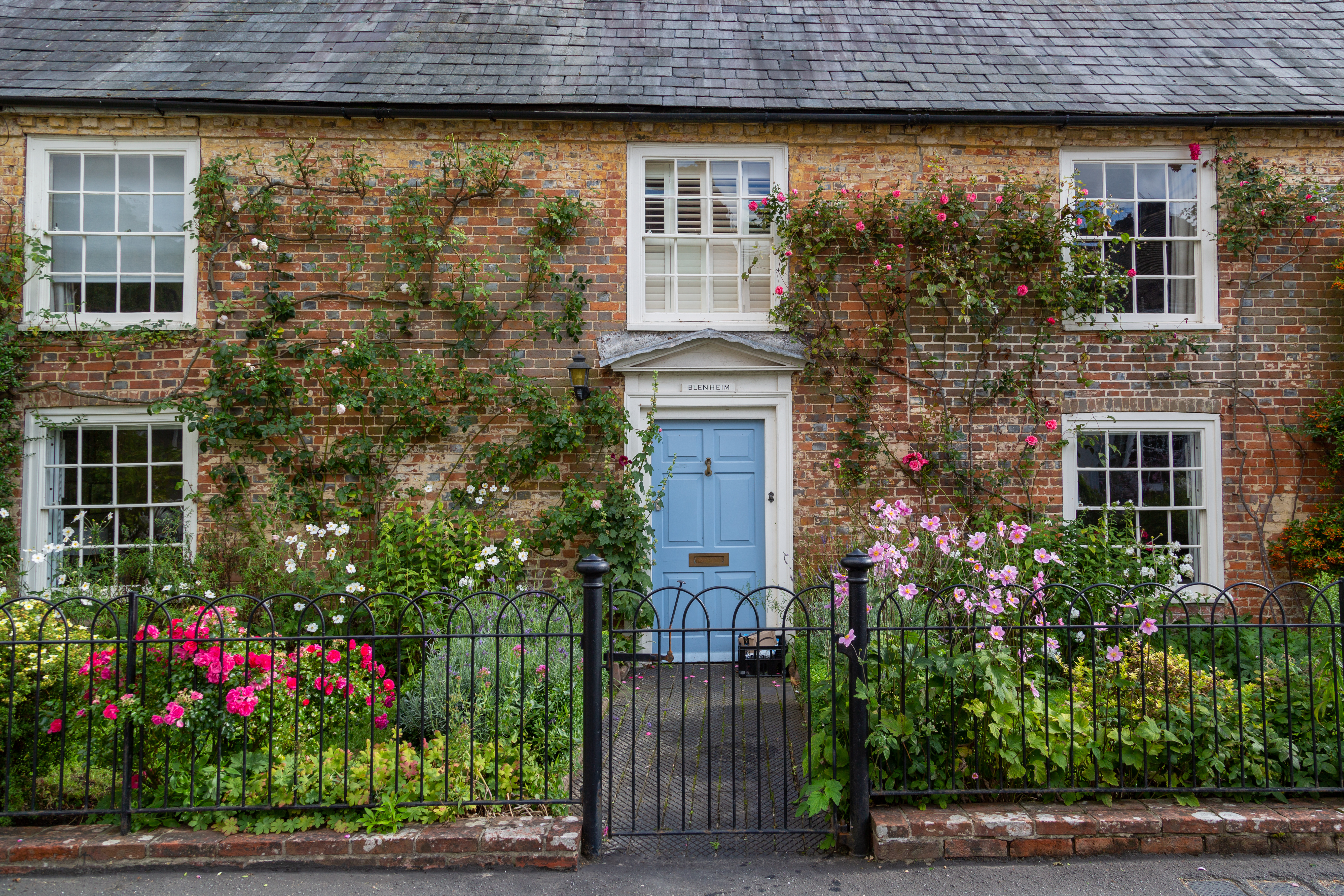 english cottage with flowers
