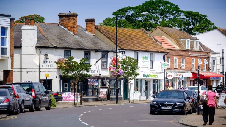 Billericay small British town in Essex high street shops