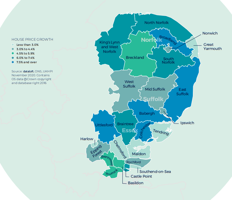 east region of england house price growth